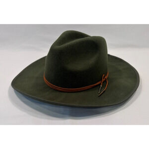 Hadley Wren Women's Faye Wool Panama Hat Olive Green 13”Wide NEW Fall Fashion